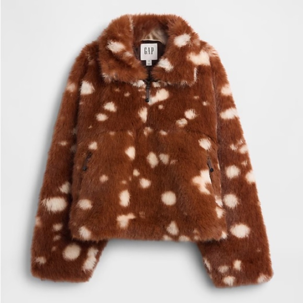 GAP x Sandy Liang Spotted Fur Half Zip Pullover Sz L/XL